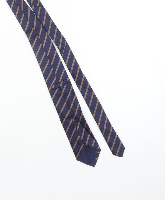 TM Lewin Men’s Blue Striped Pure Silk Handmade Tie 176cm