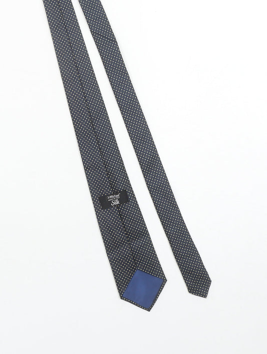 Mens Marks and Spencer Blue Polka Dot 100% Silk Slim Tie