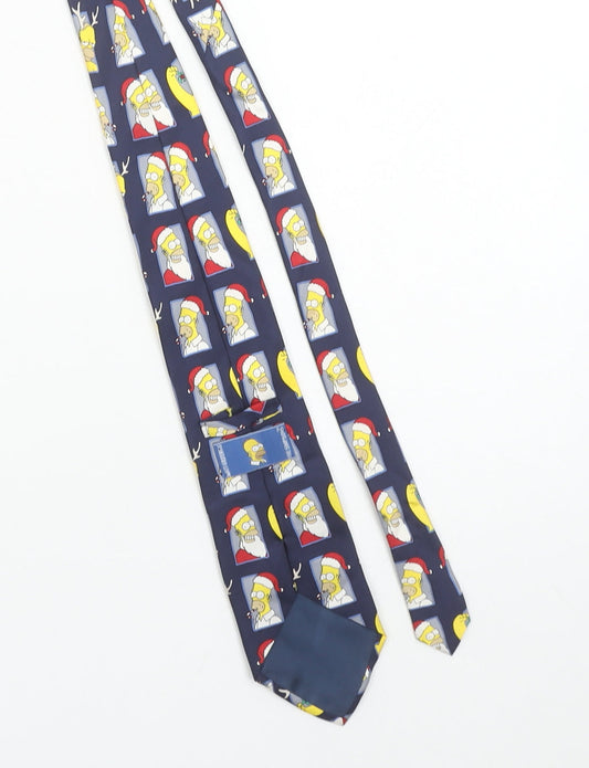Mens The Simpsons Blue Cartoon 100% Silk Designer Tie