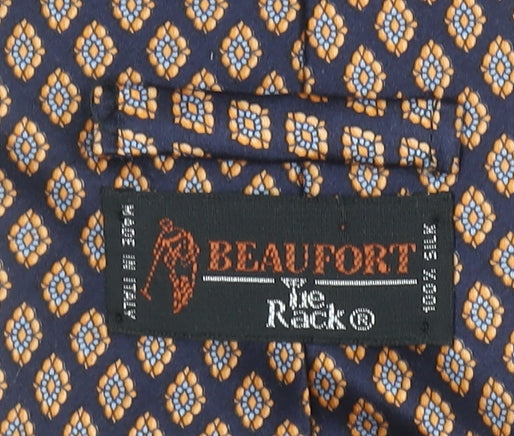 Mens Beaufort by Le Rack Blue Geometric 100% Silk Designer Tie