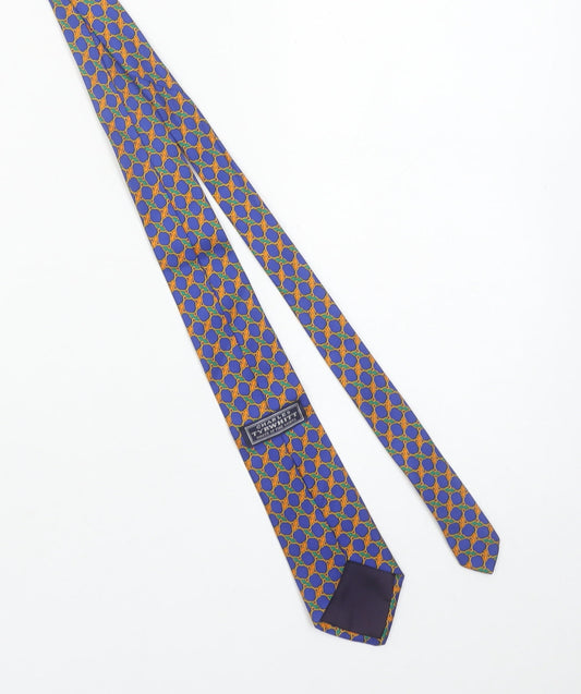 Charles Tyrwhitt Men's Blue Geometric Silk Tie Made in England One Size