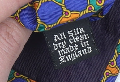 Charles Tyrwhitt Men's Blue Geometric Silk Tie Made in England One Size