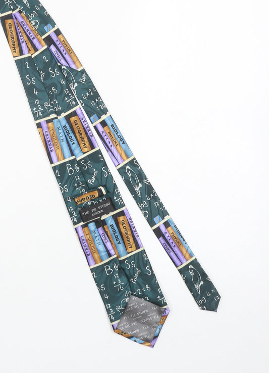 Mens The Tie Studio London Green Geometric 100% Polyester Designer Tie