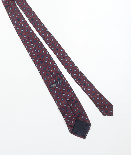 Boggi Milano Men's Red Geometric Wool Silk Pointed Tie One Size