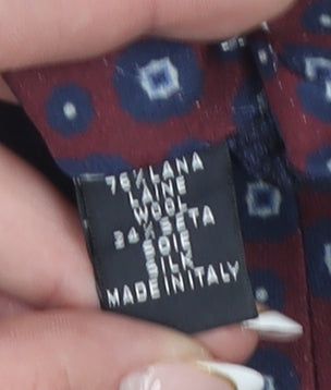 Boggi Milano Men's Red Geometric Wool Silk Pointed Tie One Size