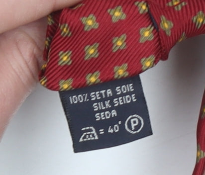 Les Copains Men's Red Geometric Silk Designer Tie One Size