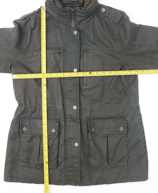 FatFace Women's Green Military Jacket Size 12 Water Resistant Cotton Blend