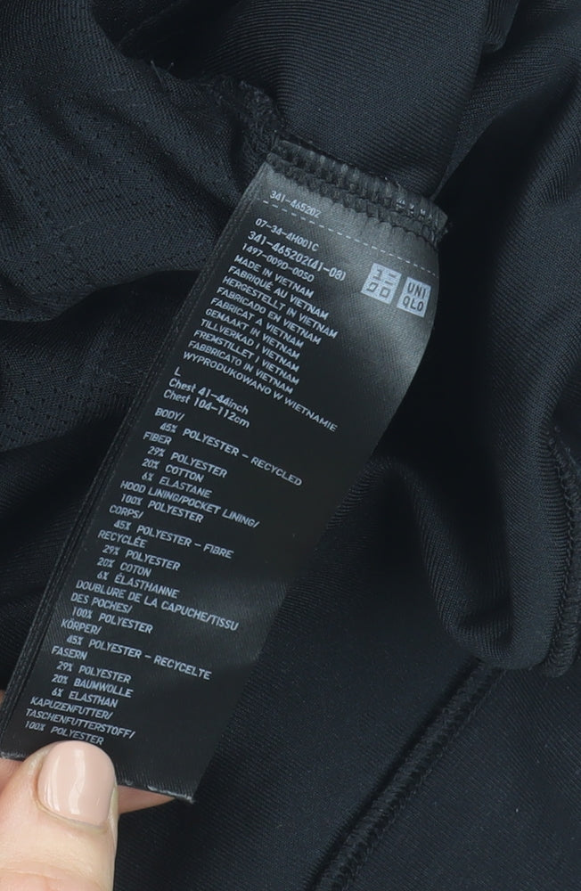 Uniqlo Men's Black L Active Stretch Softshell Hooded Jacket