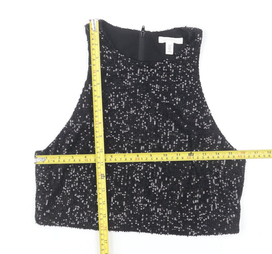 Womens UK Size 12 H&M Black Cropped Tank