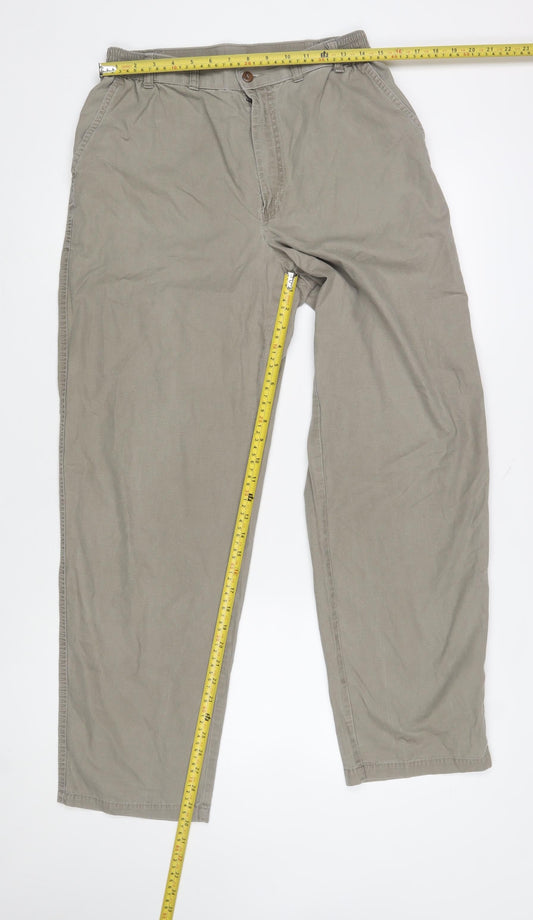 Marks and Spencer Men Light Taupe Cotton Chino Trousers 34in Waist 31in Leg