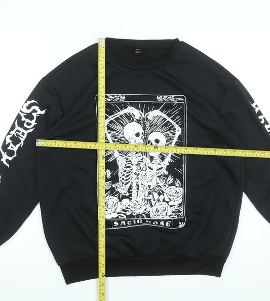 SHEIN Women's Black Skeleton Graphic Pullover Sweatshirt XS