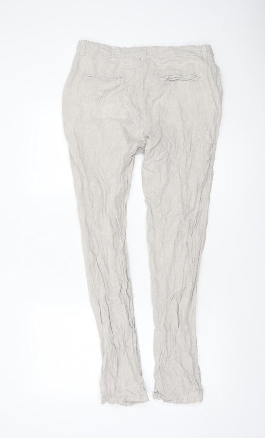 Denim Co. Men's Beige Linen Slim Fit Chino Trousers W33 L32