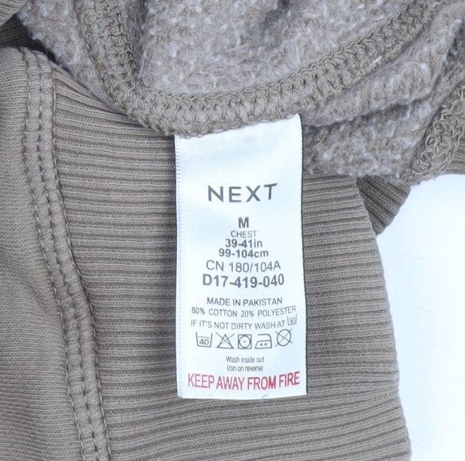 Mens UK Size M NEXT Beige Pullover Hoodie