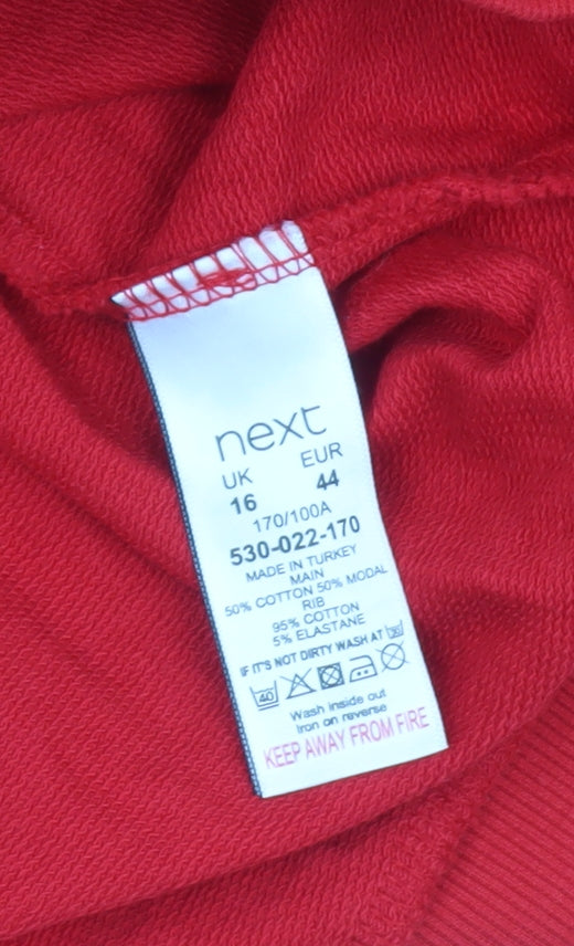 Womens UK Size 16 NEXT Red Henley Sweatshirt