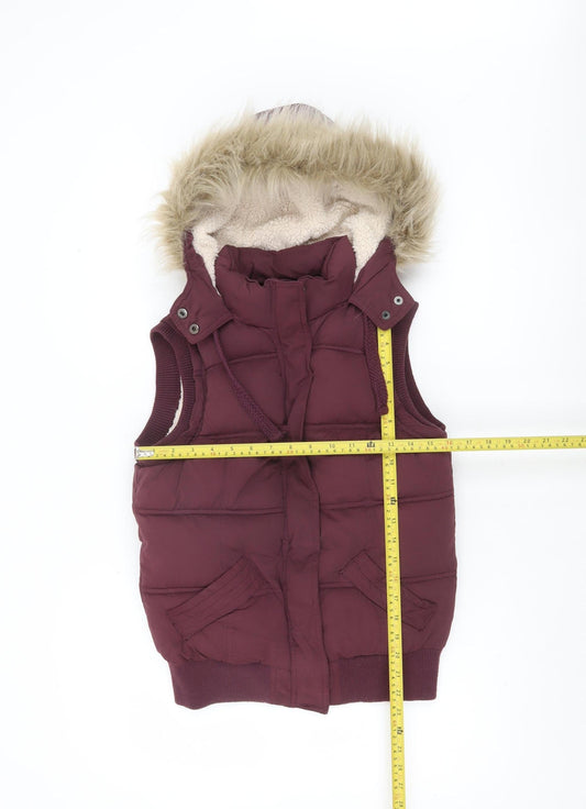 New Look Women’s Purple Puffer Hooded Waistcoat Size 10