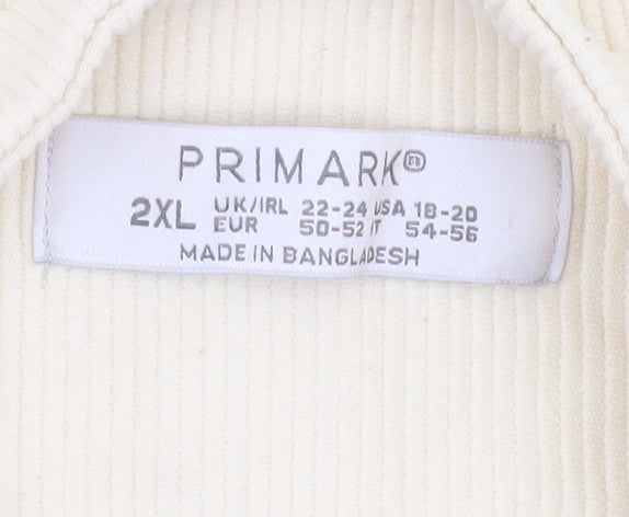 Primark Women’s Beige 1/4 Zip Pullover Sweatshirt Size 2XL Cotton Blend