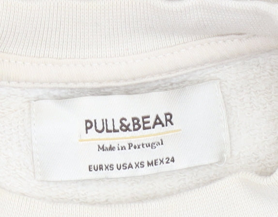 Womens UK Size XS Pull & Bear Beige Pullover Sweatshirt
