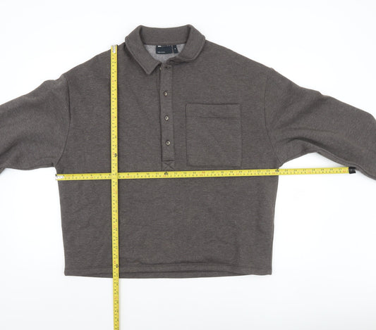 Mens UK Size XS ASOS DESIGN Brown Henley Sweatshirt