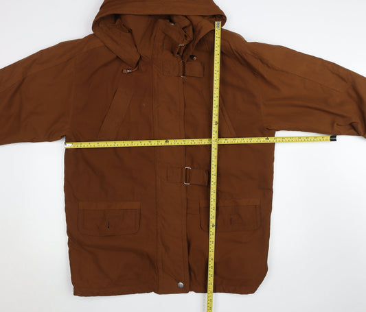 Alexon Women Brown L Parka Coat Hooded Belted Long Jacket