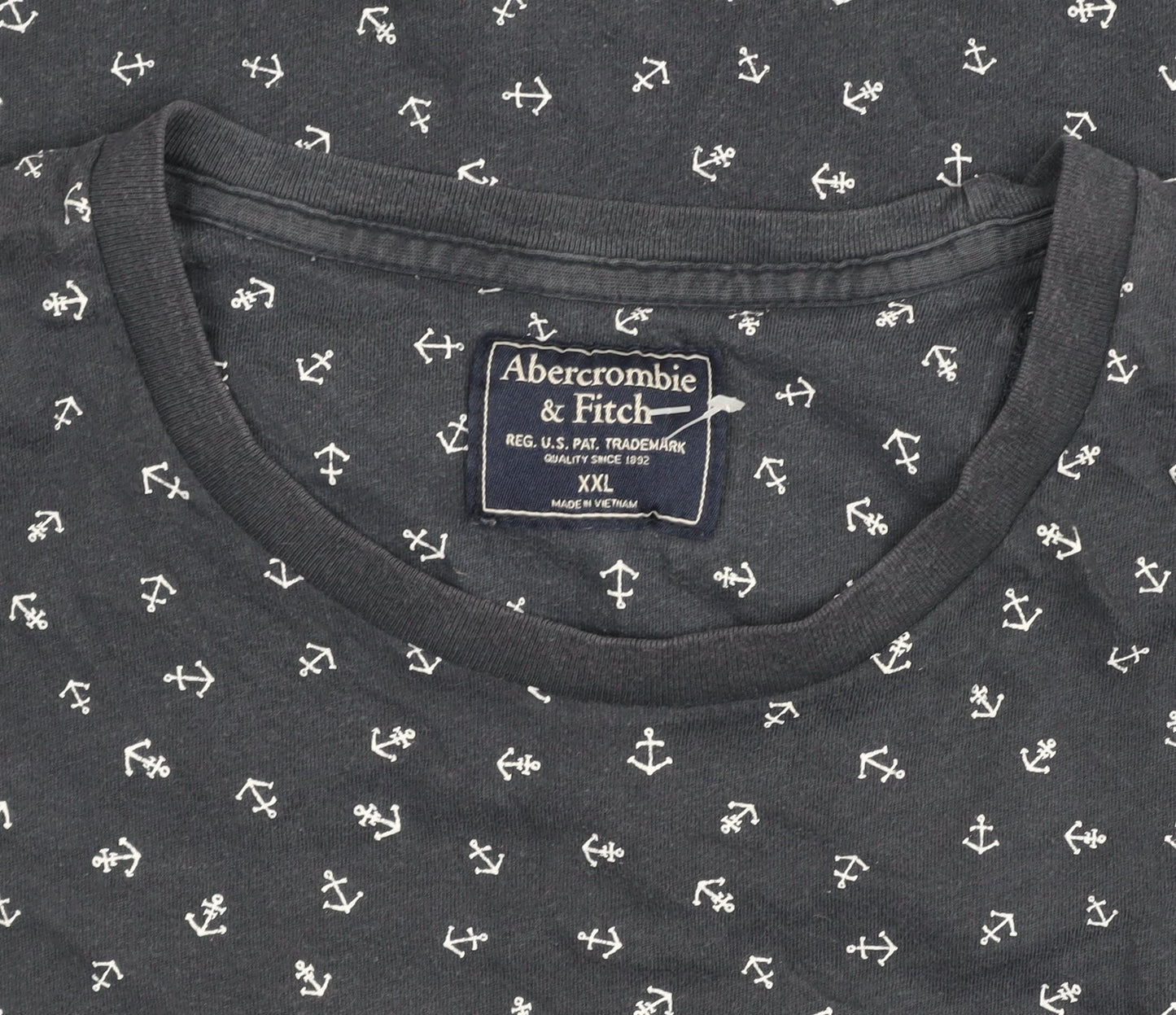 Abercrombie & Fitch Men’s Blue Nautical Anchor Print Crew Neck T-Shirt XXL