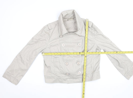 F&F Women’s Beige Cotton Short Pea Coat Jacket Size 16