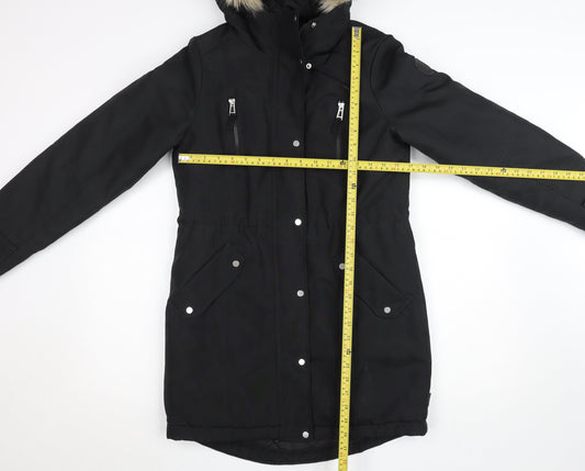 Womens UK Size S VERO MODA Black Parka Coat