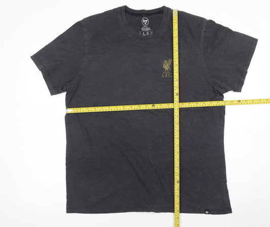 '47 Men Black Liverpool FC Logo Short Sleeve Crew Neck T-Shirt 2XL