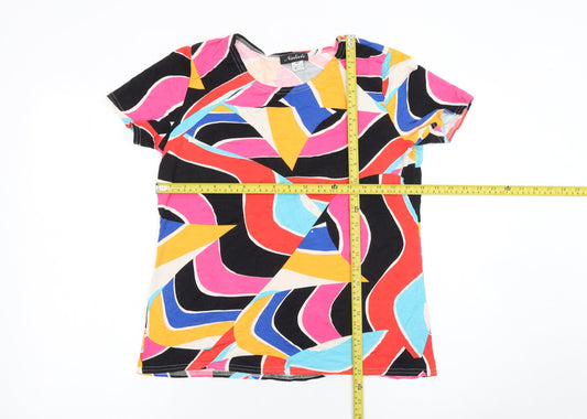 Natali Women's Multicoloured Geometric Short Sleeve Viscose T-Shirt Size 16