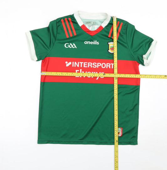O'Neills Boys Green Football Jersey T-Shirt Age 13 Regular Fit Polyester