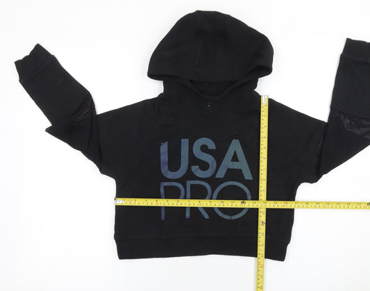 Girls UK Size 11-12 Years USA Pro Black Pullover Hoodie