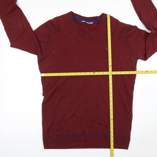 Clarks Originals Men's Red XL V-Neck Cotton Wool Jumper