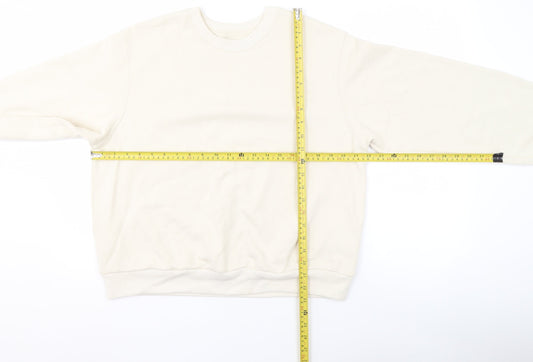 Hollister Women Beige Crew Neck Pullover Sweatshirt S