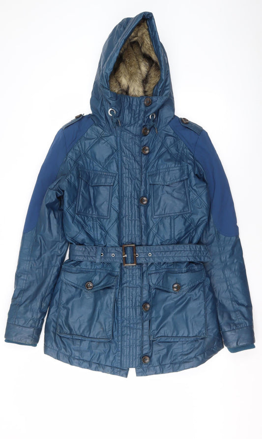 Womens UK Size 10 NEXT Blue Parka Coat