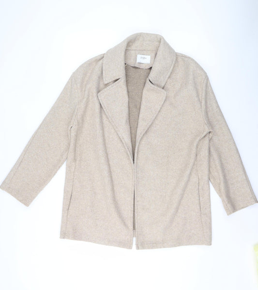 Womens UK Size S Zara Beige Overcoat