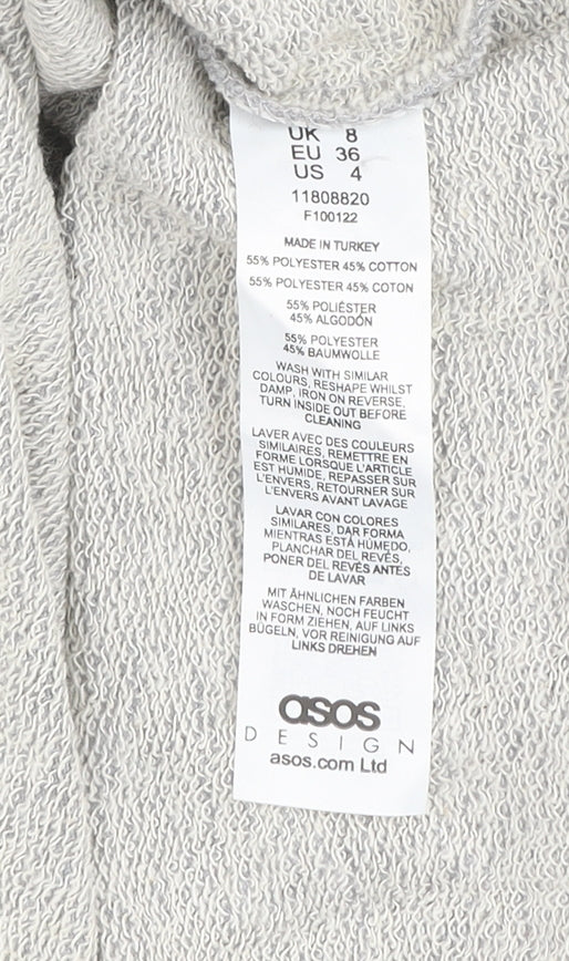 Womens UK Size 8 ASOS Design Grey Pullover Sweatshirt