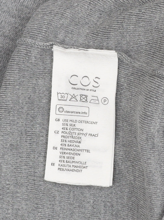COS Men's Grey Roll Neck Silk Cotton Jumper Size S