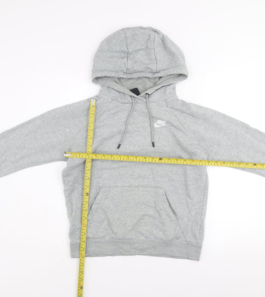 Nike Women Grey Pullover Hoodie XS Cotton Blend Casual Sweatshirt