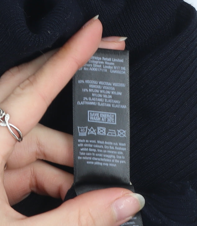 Miss Selfridge Women Black Off Shoulder Rib Knit Top Size 12