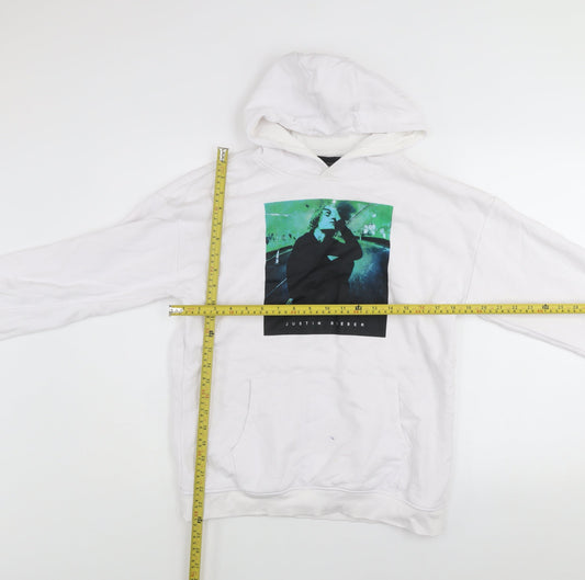Girls UK Size 13-14 Years Justin Bieber White Pullover Hoodie