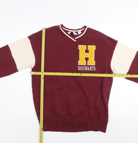 H&M Boys Red Hogwarts Colourblock V-Neck Sweatshirt 11-12 Years