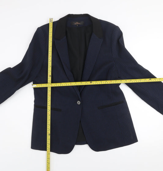 Next Womens Blue Houndstooth Tailored Blazer Jacket Size 18