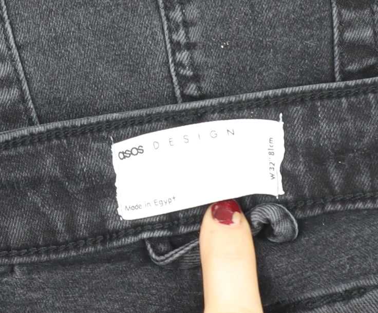 ASOS DESIGN Women's Black Denim Bermuda Shorts Size 16 High Waist