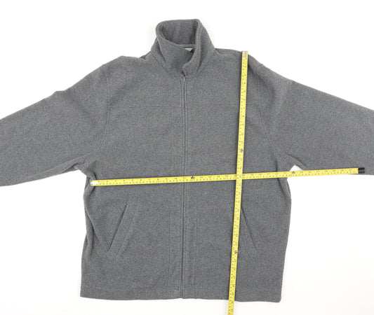 Tu Men’s Grey Fleece Full Zip Jacket L Regular Fit Soft Outdoor Coat