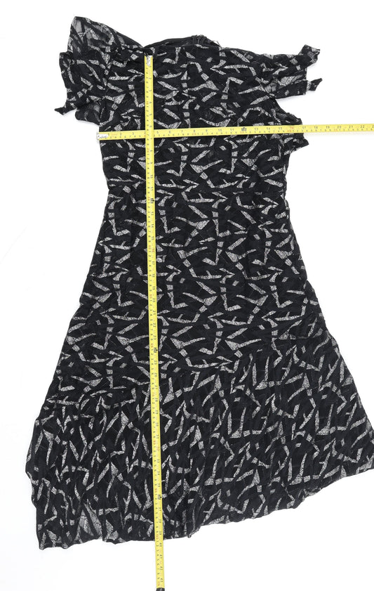 Marks and Spencer Women's Black Asymmetric Lace Party Dress Size 12