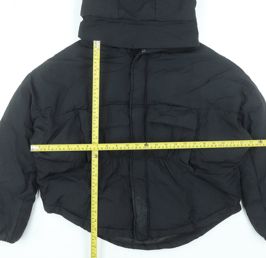 Boohoo Women’s Black Hooded Puffer Jacket Size 10 Winter Coat
