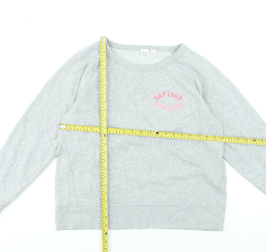 GAP Women Grey Crew Neck Pullover Sweatshirt L Cotton Blend Casual