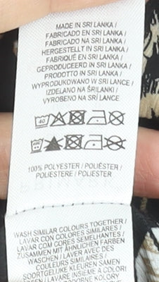 Primark Women's Black Floral Long Sleeve Tunic Blouse Size 8