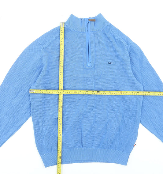 Mens UK Size L André Jeanswear Blue 1/2 Zip Sweatshirt