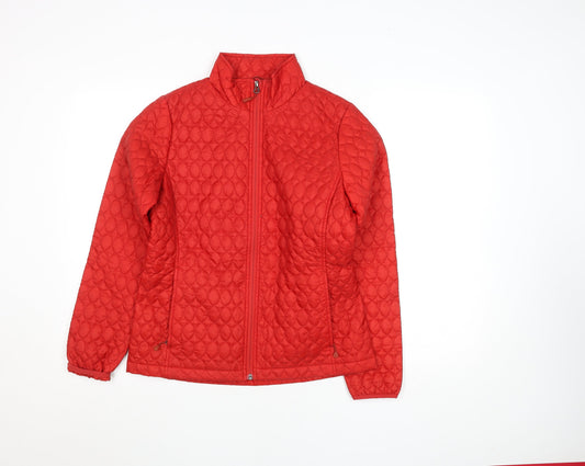 Womens UK Size XS Lands' End Red Quilted Coat