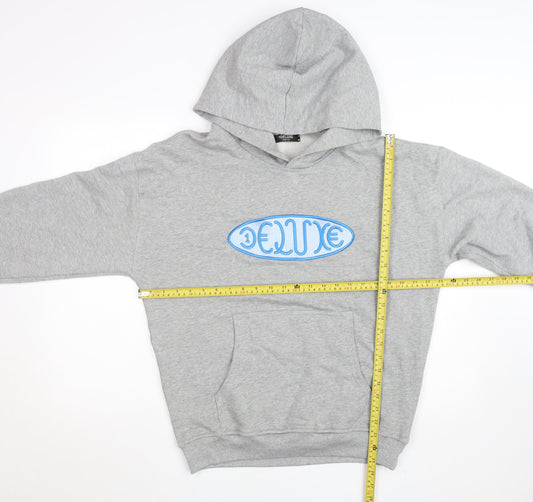 1Deluxe Men's Grey Pullover Hoodie Medium Graphic Print